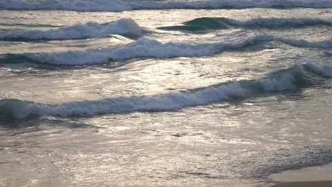 Sea waves at sunset in slow motion. Full HD 库存影片 69803195