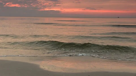 Sea waves at  sunset time Stock Footage 32594719