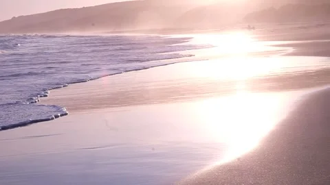 Sea waves - Sunset/dusk sea flows onto beach Vídeos de archivo 244686206