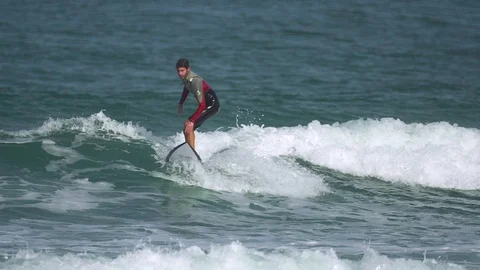 Sea waves surfer workout Stock Footage 71017060