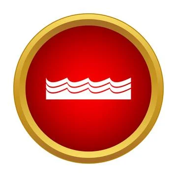 Sea waves symbol in red circle button Stock Illustration