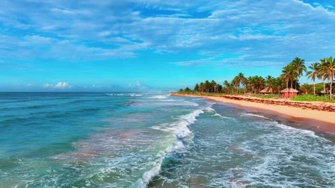 Sea waves on a Thai palm beach on an Asian island. The world's best wild beaches Stock Footage 264306485