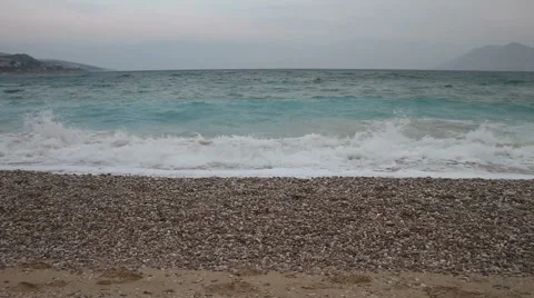 Sea waves touching a sandy beach Stock Footage 1808220