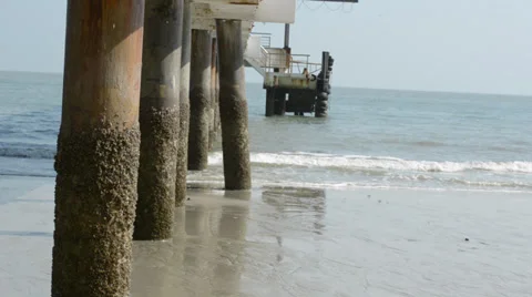Sea waves under the bridge Stock Footage 28012618