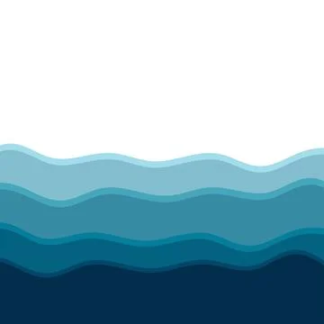 Sea waves vector illustration flat style. Waves on the water Stock Illustration