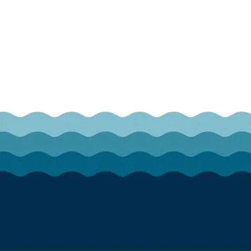 Sea waves vector illustration flat style. Waves on the water 스톡 일러스트