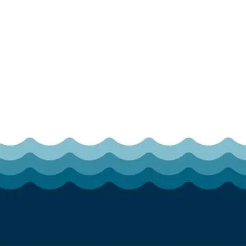Sea waves vector illustration flat style. Waves on the water Stock Illustration