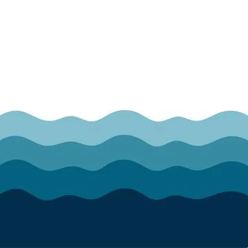 Sea waves vector illustration flat style. Waves on the water Stock Illustration