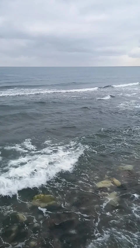 Sea waves, windy beach Stock Footage 265587375