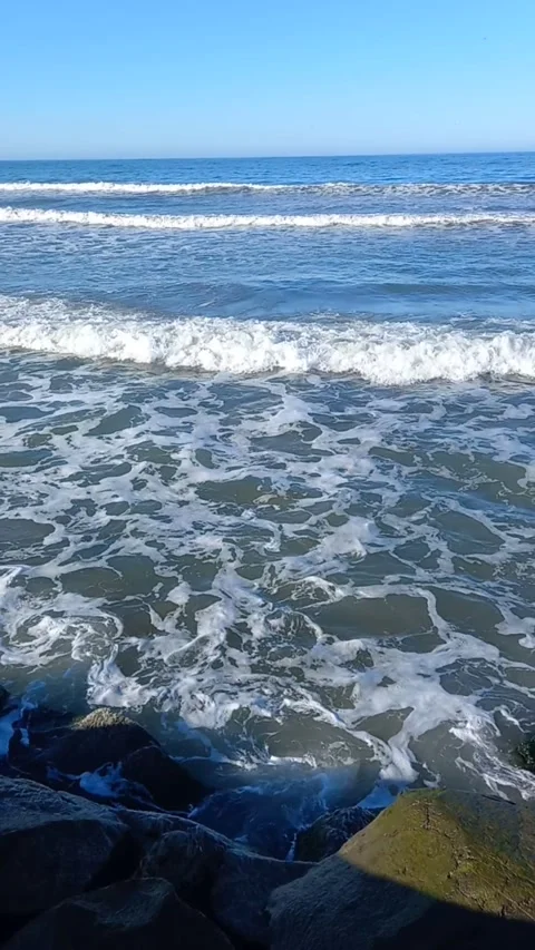 Sea waves, windy beach Stock Footage 266131731