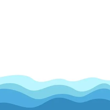Sea wavy abstract frame background, Water waves, travel relax concept. Vector Stock Illustration
