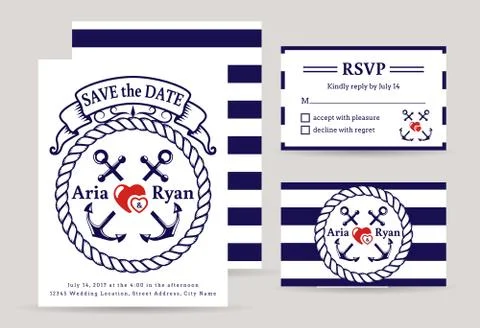 Sea wedding invitations. イラスト素材