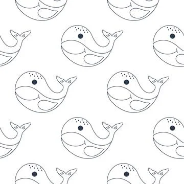 Sea whale seamless pattern vector illustration Stock Illustration