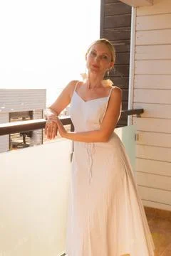 Sea window mediterranean view coast sorrento open room summer terrace, for woman Foto stock