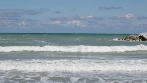 The sea on a windy day on a spring day Video stock 154429073