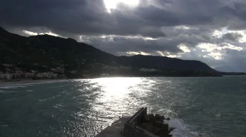 Sea in winter with sun reflections Stock Footage 47568453