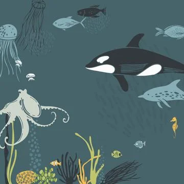 Sea world. Vector background Stock Illustration
