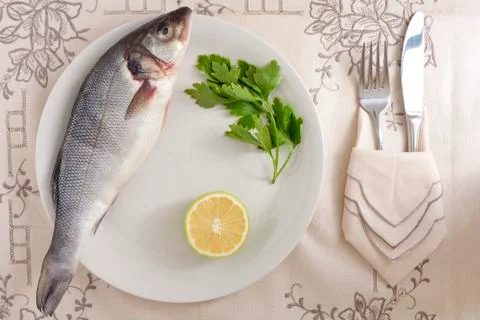 Seabass on a Dish Stock Photos