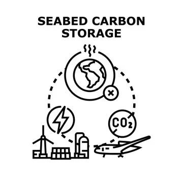 Seabed carbon storage system solving climate change challenges Stock Illustration