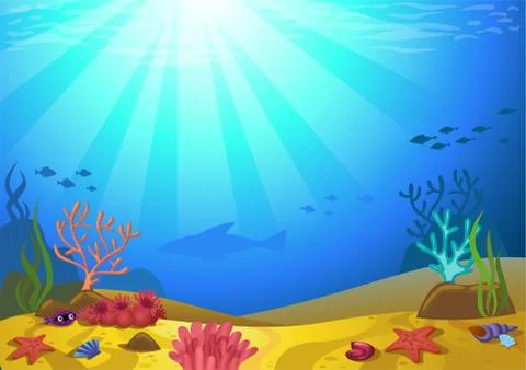 Seabed with corals Stock Illustration