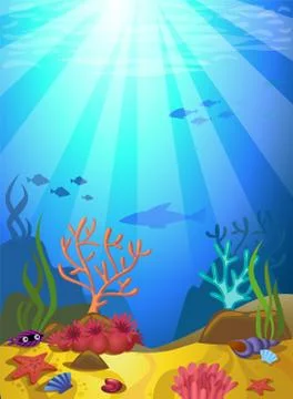 Seabed with corals Stock Illustration