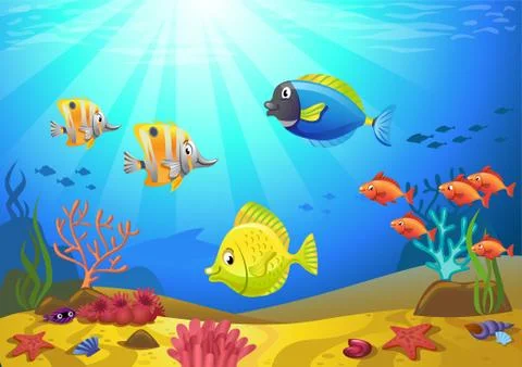 Seabed with corals Stock Illustration