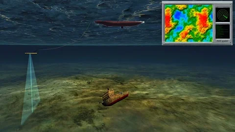 Seabed mapping and object detection Stock Footage 330895211