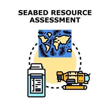 Seabed resource assessment analyzing underwater exploration data Stock Illustration