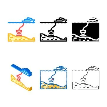 Seabed variations survey petroleum engineer color icon vector Stockillustratie
