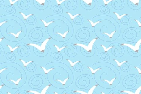 Seabird seamless pattern in the sky Illustrazione stock