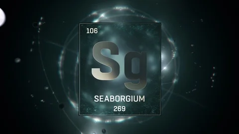 Seaborgium as Element 106 of the Periodic Table 3D illustration on green 스톡 동영상 120432320