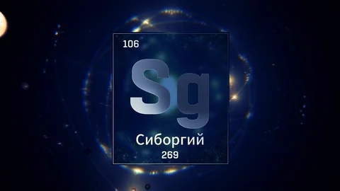Seaborgium as Element 106 of the Periodic Table 3D animation on blue background 스톡 동영상 126440553