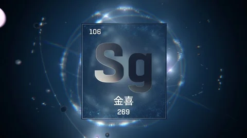 Seaborgium as Element 106 of the Periodic Table 3D illustration on blue 스톡 동영상 126452001
