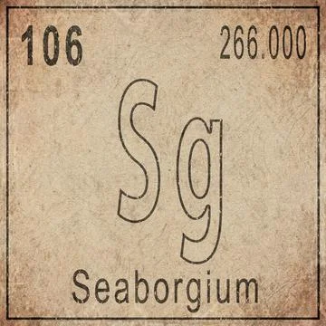 Seaborgium Element Card from Periodic Table on Vintage Old Paper Stock Illustration