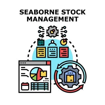 Seaborne stock management system controlling global logistics Stock Illustration