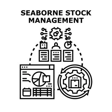 Seaborne stock management system controlling global logistics Stock Illustration