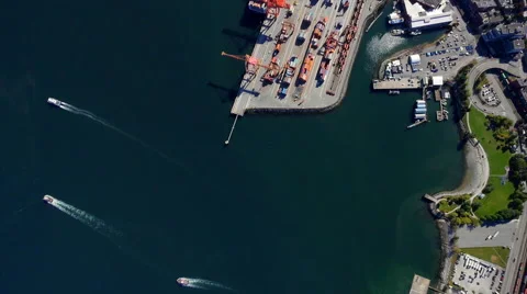 SeaBus and Port of Vancouver BC Stock Footage