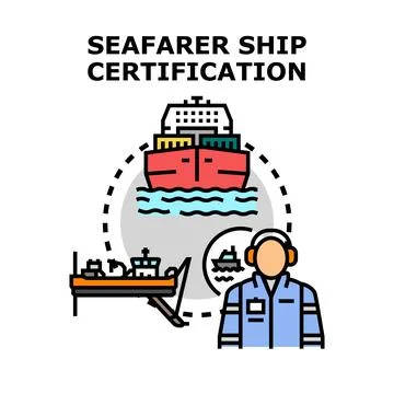 Seafarer ship certification concept obtaining marine vessel license Stock Illustration