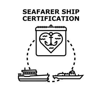 Seafarer ship certification program with maritime vessel Illustration