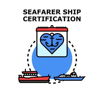 Seafarer ship certification program with maritime vessel 스톡 일러스트