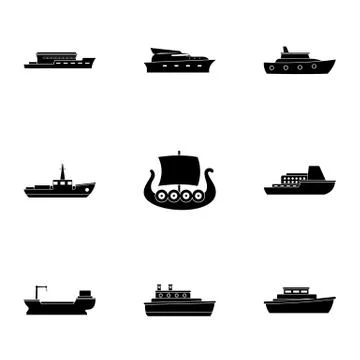 Seafaring icons set, simple style Stock Illustration