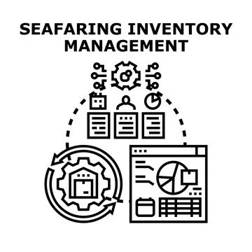 Seafaring inventory management logistic supply chain concept Stock Illustration