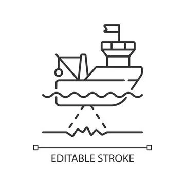Seafloor mapping linear icon Stock Illustration