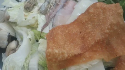 Seafood and vegetables Stock Footage 70689224