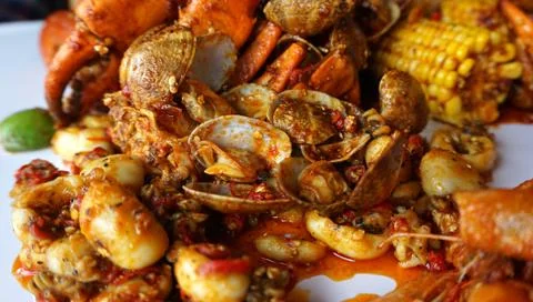 Seafood background Stock Photos