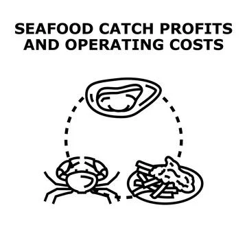 Seafood catch profits and operating costs concept Stock Illustration