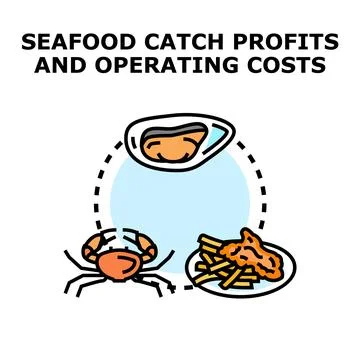 Seafood catch profits and operating costs concept Stock Illustration