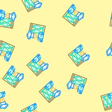 Seafood chef restaurant vector seamless pattern Stock Illustration