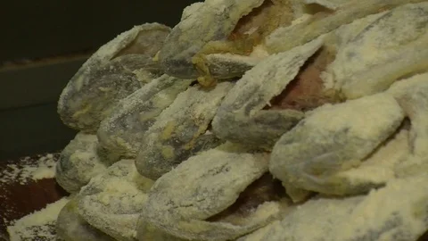 Seafood Cooked Fried Fish Trout on a Plate in a Restaurant Video stock 90236198