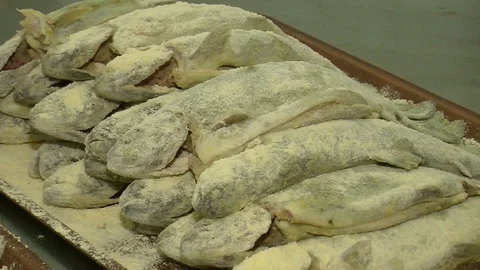 Seafood Cooked Fried Fish Trout on a Plate in a Restaurant Stock Footage 90238969